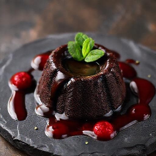 Čokoládový fondant s chilli a malinovým coulis