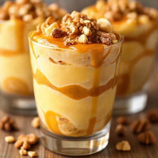 Banánový puding s karamelom a orechmi