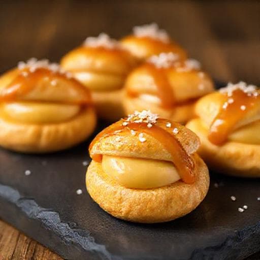 Profiterolky s karamelovou plnkou a morskou soľou
