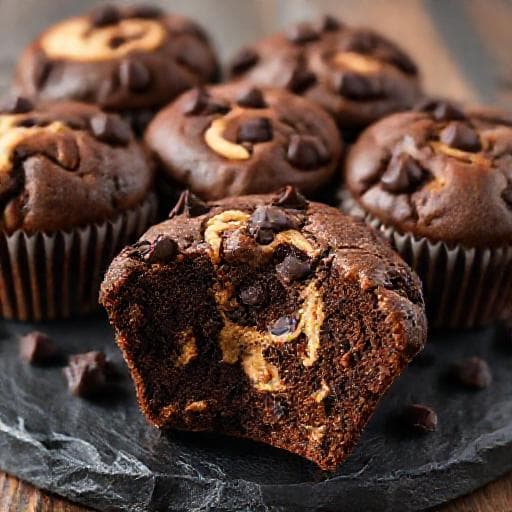 Proteínové muffiny s čokoládou a arašidovým maslom