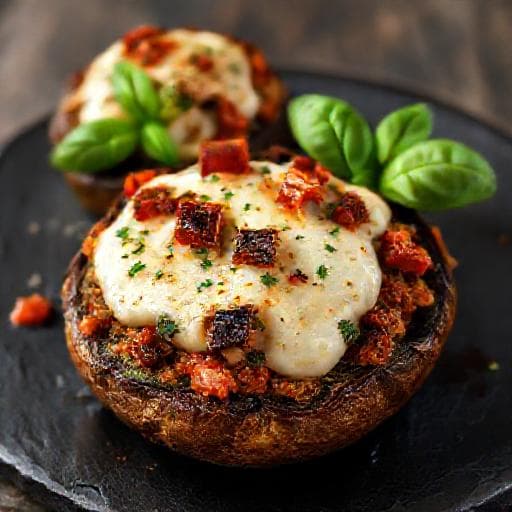 Portobello plnené syrom a sušenými paradajkami