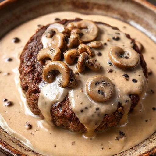 Salisbury steak s hubovou smotanovou omáčkou