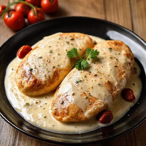 Kuracie prsia so sušenými paradajkami a smotanovou omáčkou s parmezánom