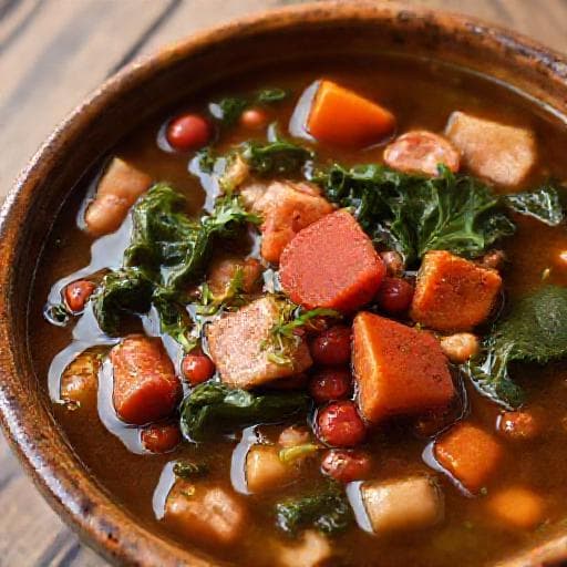 Sopa de Feijão com Couve e Linguiça