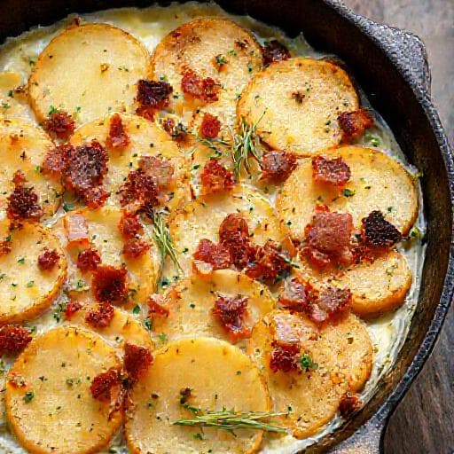 Batatas Gratinadas com Bacon e Ervas