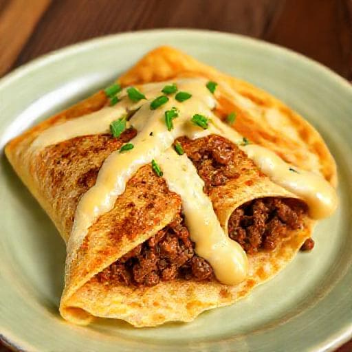 Panqueca de Carne Moída com Creme de Milho