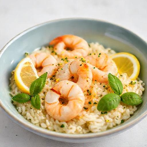 Risoto de Camarão com Toque de Limão Siciliano e Ervas