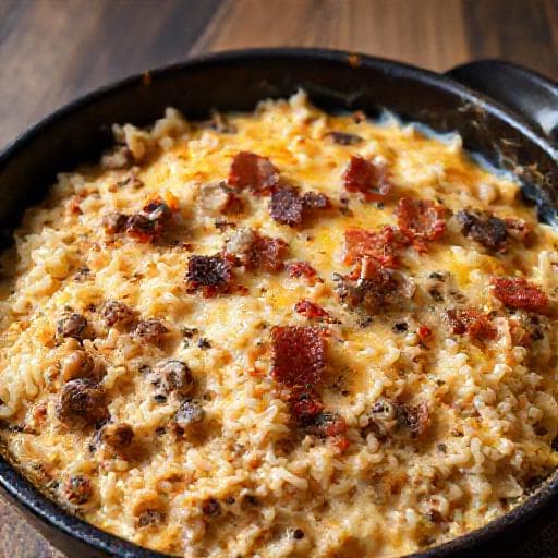 Arroz de Forno Cremoso com Cogumelos e Bacon