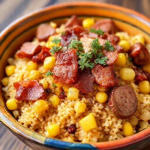 Farofa de Bacon com Linguiça e Milho