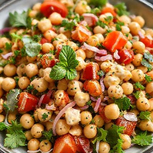 Salada de Grão-de-Bico com Sabores do Oriente Médio
