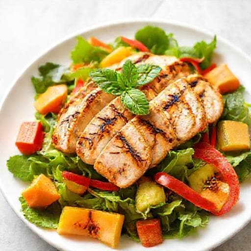 Salada Tropical Rápida com Frango Grelhado