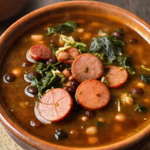 Caldo de Feijão com Couve e Linguiça
