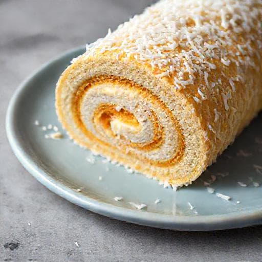 Bolo de Rolo de Coco com Doce de Leite