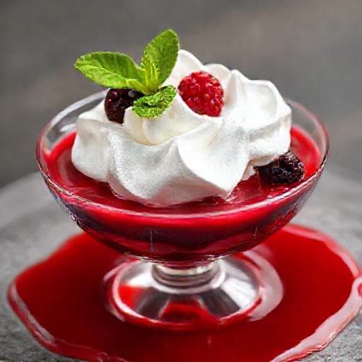 Farófias com Calda de Frutos Vermelhos