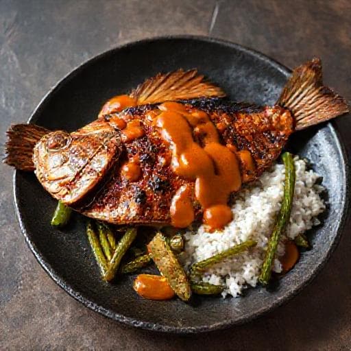 Mufete de Peixe com Molho de Dendê e Quiabo