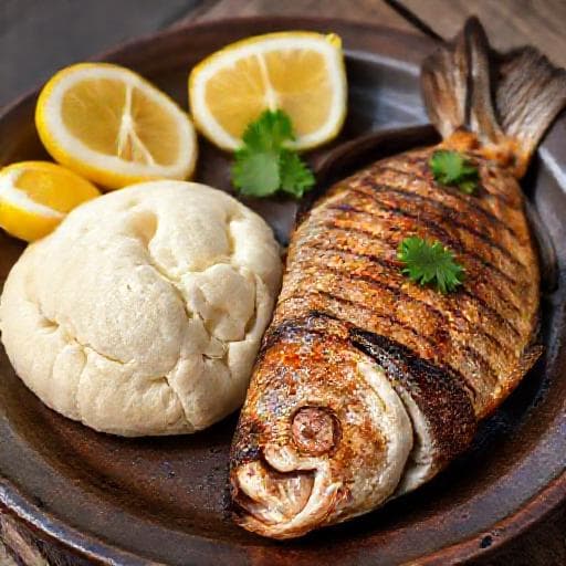 Chikuanga Tradicional com Peixe Grelhado