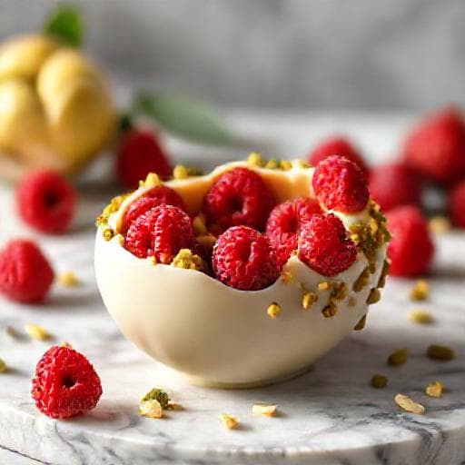 Ovo de Páscoa de Chocolate Branco com Frutas Vermelhas e Pistache