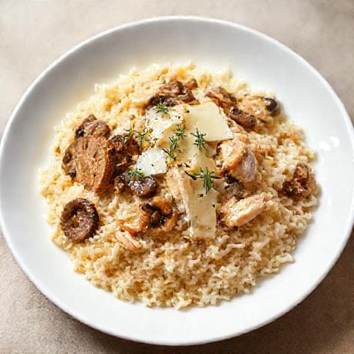Arroz Piemontese com Cogumelos e Frango