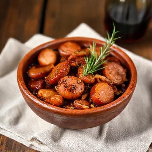 Linguiça Acebolada com Vinho Tinto e Ervas