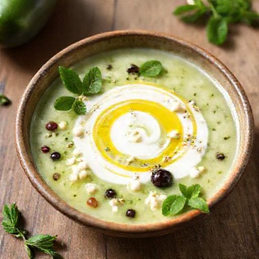 מרק מלפפונים ויוגורט עם טוויסט ים תיכוני