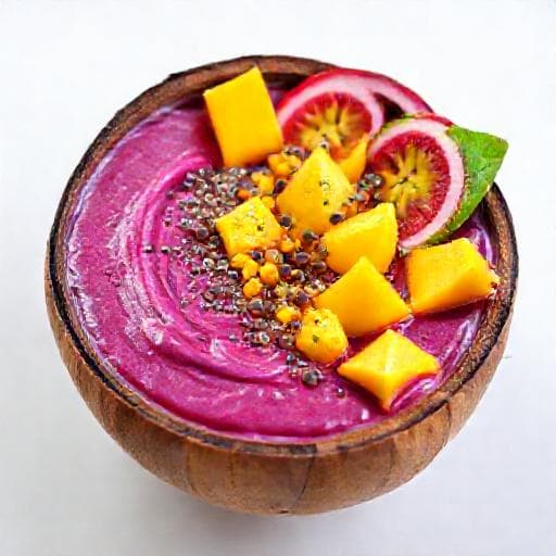 קערת אסאי טרופית עם מנגו ופסיפלורה