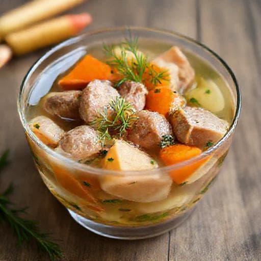 Nóżki wieprzowe w galarecie z dodatkiem warzyw korzeniowych i ziół