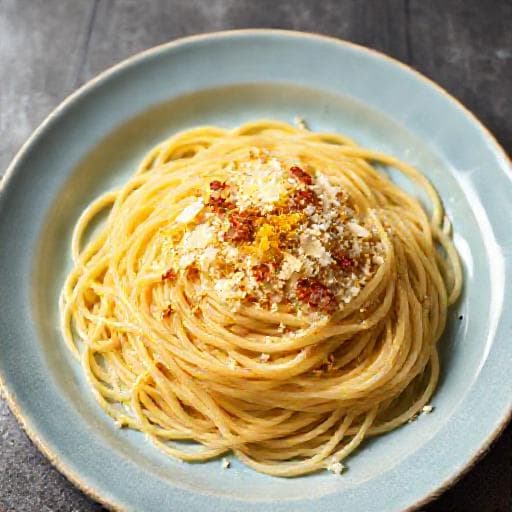 Spaghetti alla Carbonara z Ricotta i Cytryną