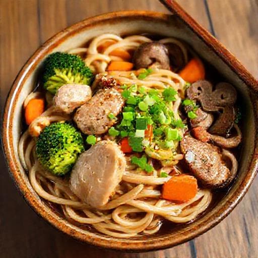Klasyczny Makaron Udon z Kurczakiem i Warzywami