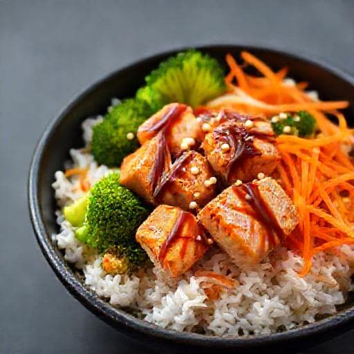 Poke Bowl z Łososiem i Sosem Teriyaki