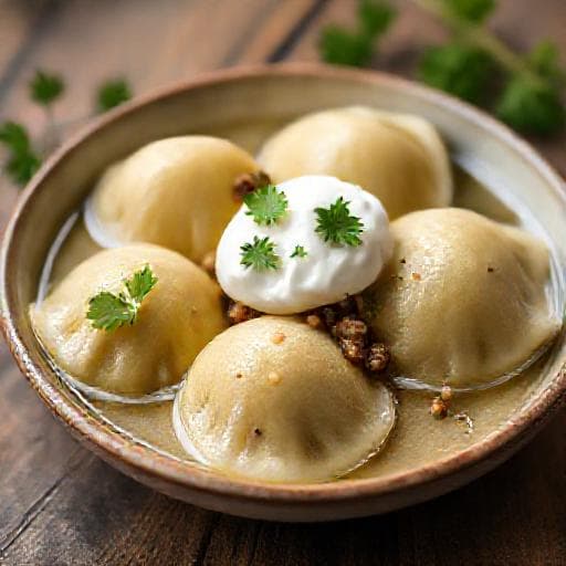 Pyzy Ziemniaczane z Kaszą Gryczaną i Grzybami