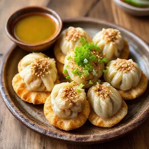 Bánh Ram Ít (Savory Mung Bean & Shrimp Dumplings with Crispy Rice Cake)