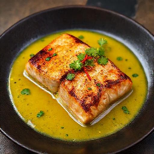 Pan-Seared Salmon with Lemongrass-Ginger Butter Sauce