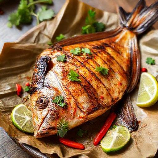 Cá Chim Nướng Muối Ớt (Grilled Threadfin Fish with Chili Salt)
