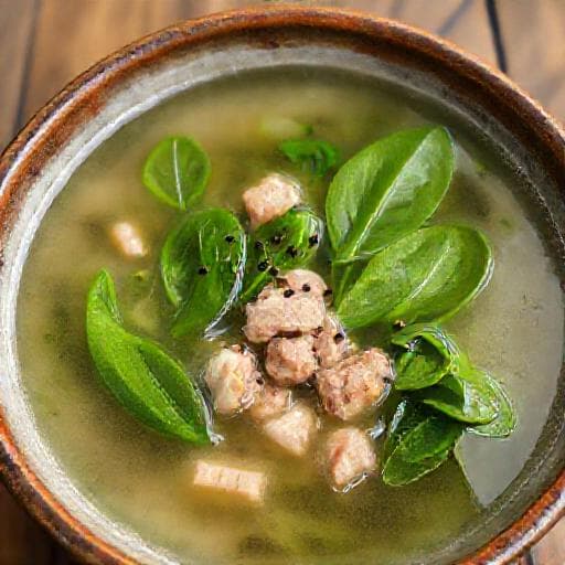 Canh Rau Ngót Thịt Băm (Vietnamese Malabar Spinach Soup with Minced Pork)