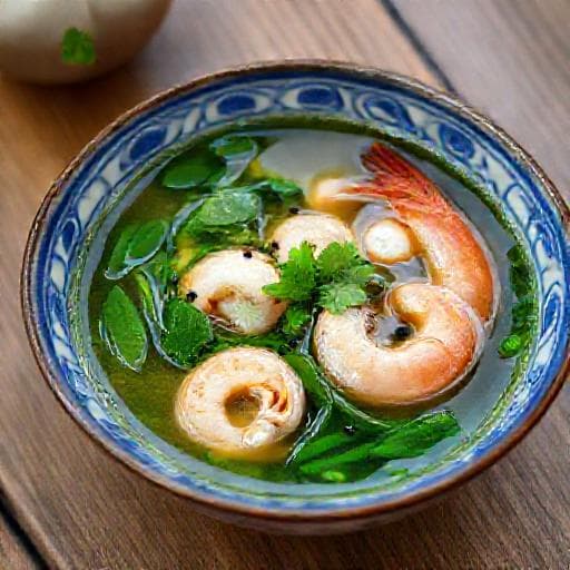 Canh Rau Ngót Tôm Tươi (Malabar Spinach Soup with Fresh Shrimp)