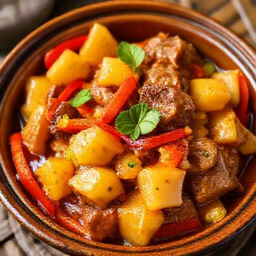 Sườn Xào Chua Ngọt with Pineapple and Bell Peppers
