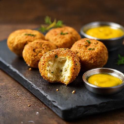 Croquettes de fromage aux herbes et moutarde