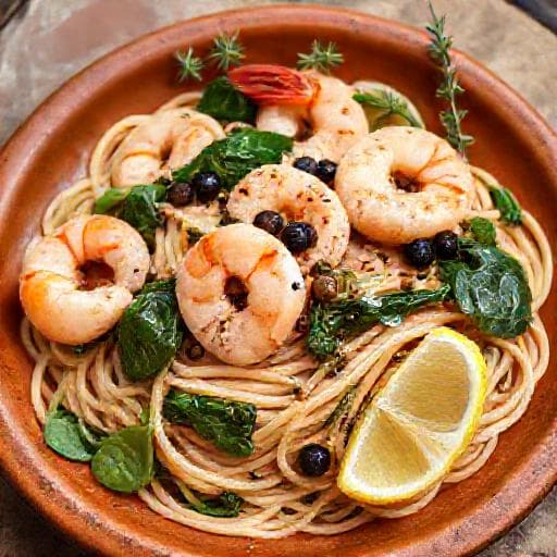 Pâtes Créatives aux Crevettes, Épinards et Touche Provençale