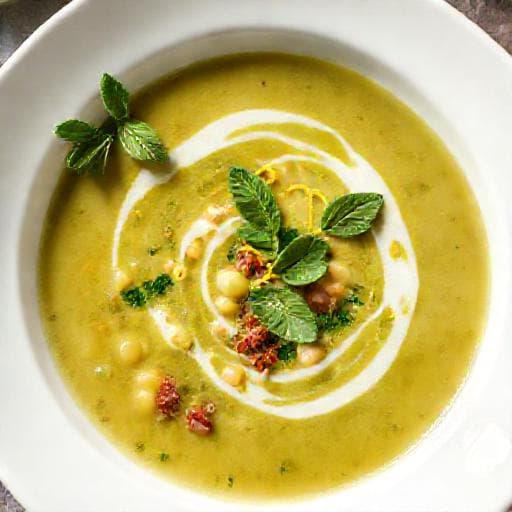 Soupe aux Gourganes et Menthe Fraîche
