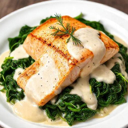 Saumon à la crème et aux épinards classique