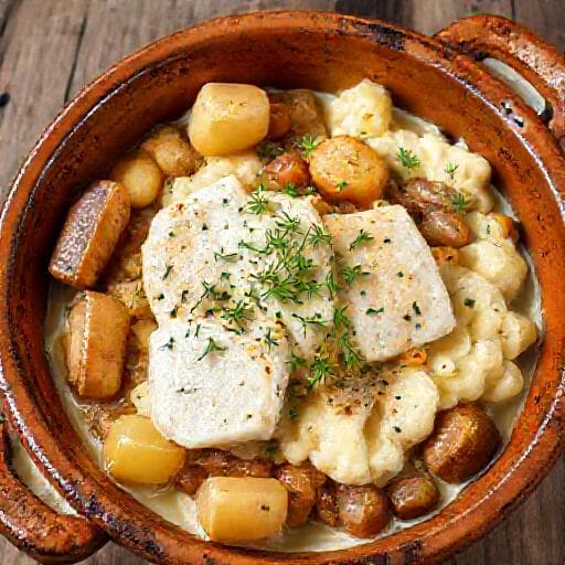 Souskaï de Morue aux Légumes Racines et Aneth