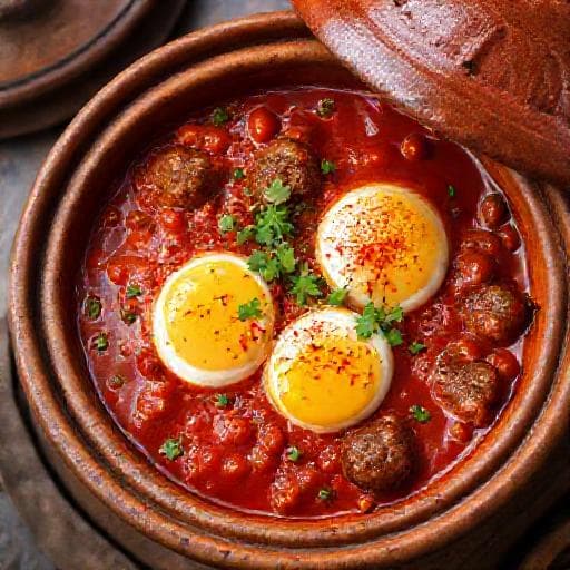 Tajine de Kefta aux Œufs Traditionnel