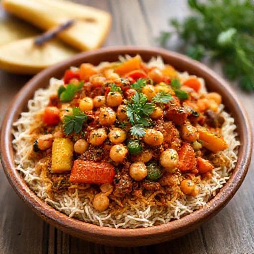 Rfissa aux Légumes et Pois Chiches (Végétarien)