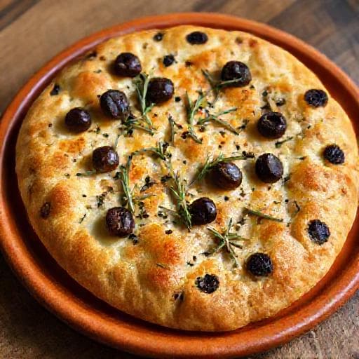 Focaccia au romarin et olives taggiasche