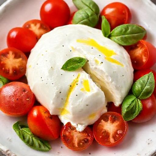 Burrata Classique aux Tomates Cerises et Basilic