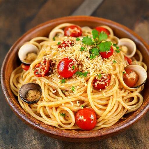 Linguine alle Vongole avec Tomates Cerises et Bottarga