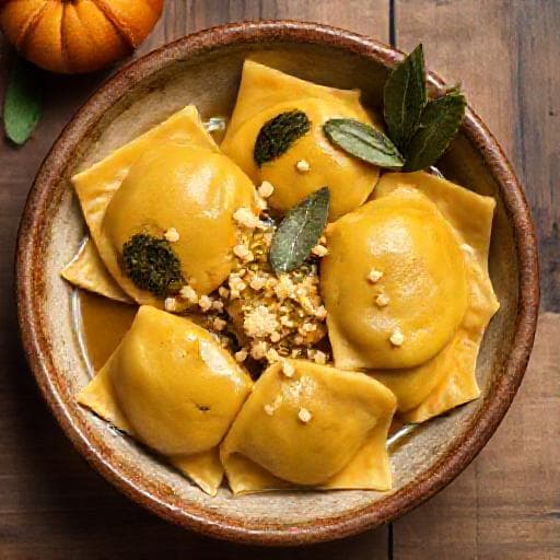 Raviolis Ricotta-Épinards à la Citrouille et Amaretti