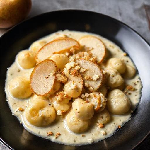 Gnocchis au Gorgonzola, Poire et Amaretti