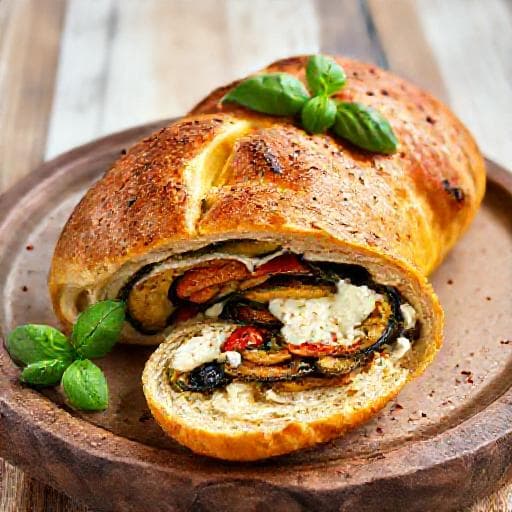 Stromboli Sicilien aux Légumes Grillés et Ricotta