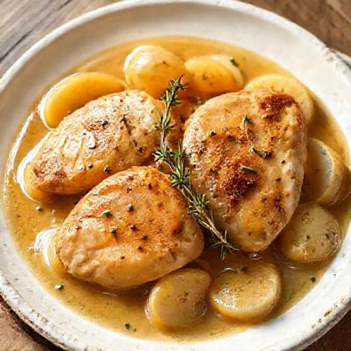 Poulet Crémeux aux Pommes Traditionnel